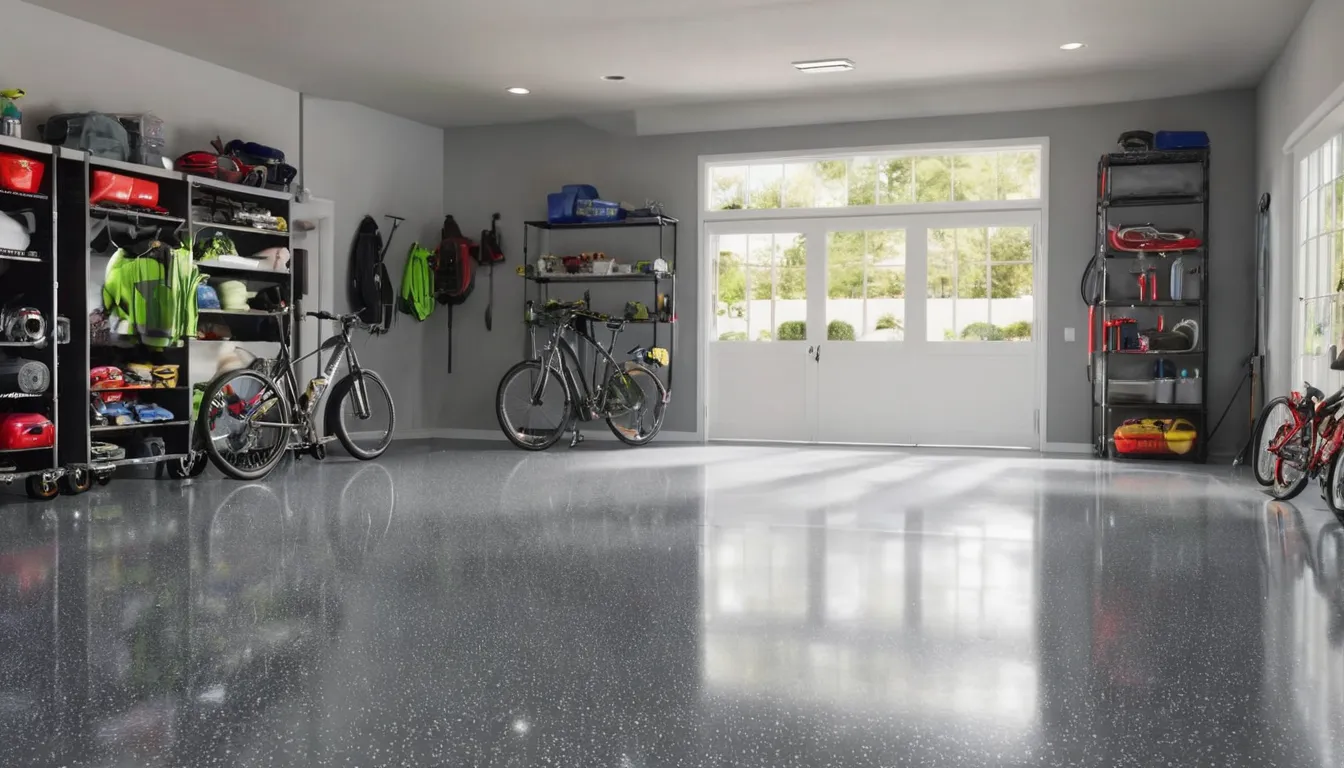 Homeowner and a coating provider looking over a freshly coated garage floor in Conyers
