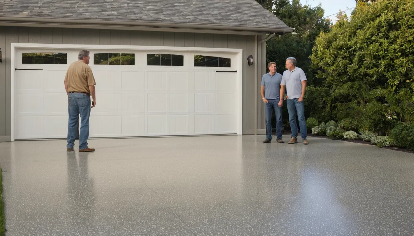 Polyaspartic floor coating in a finished garage in Conyers